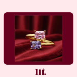Étoile d’Amour bague dorée diamant rose et violet