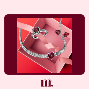 Passion Rouge, bague argentée cœur diamant